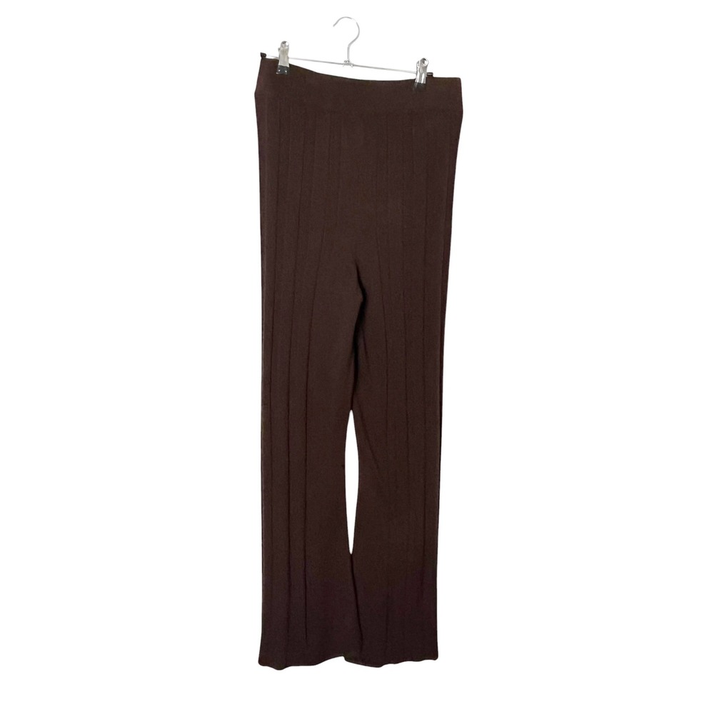 Anthropologie Daily Practice Flare Sweater Pants Brown Ribbed Knit Lounge Medium - Picture 2 of 10